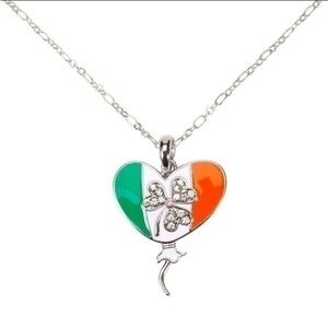 🍀 Irish Flag Shamrock Heart Necklace 🍀
